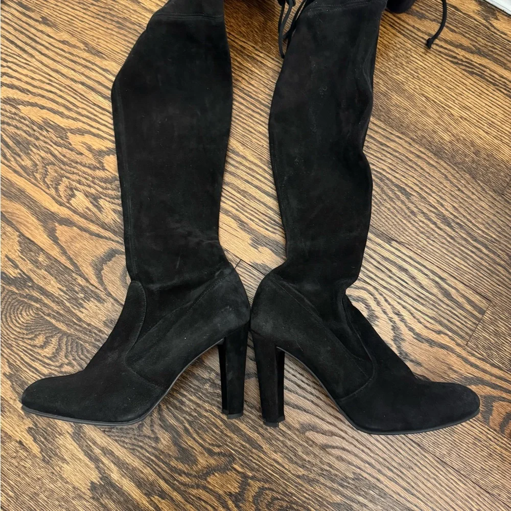 Stuart Weitzman Black Suede Highland Boots - size 6 - Picture 2 of 3